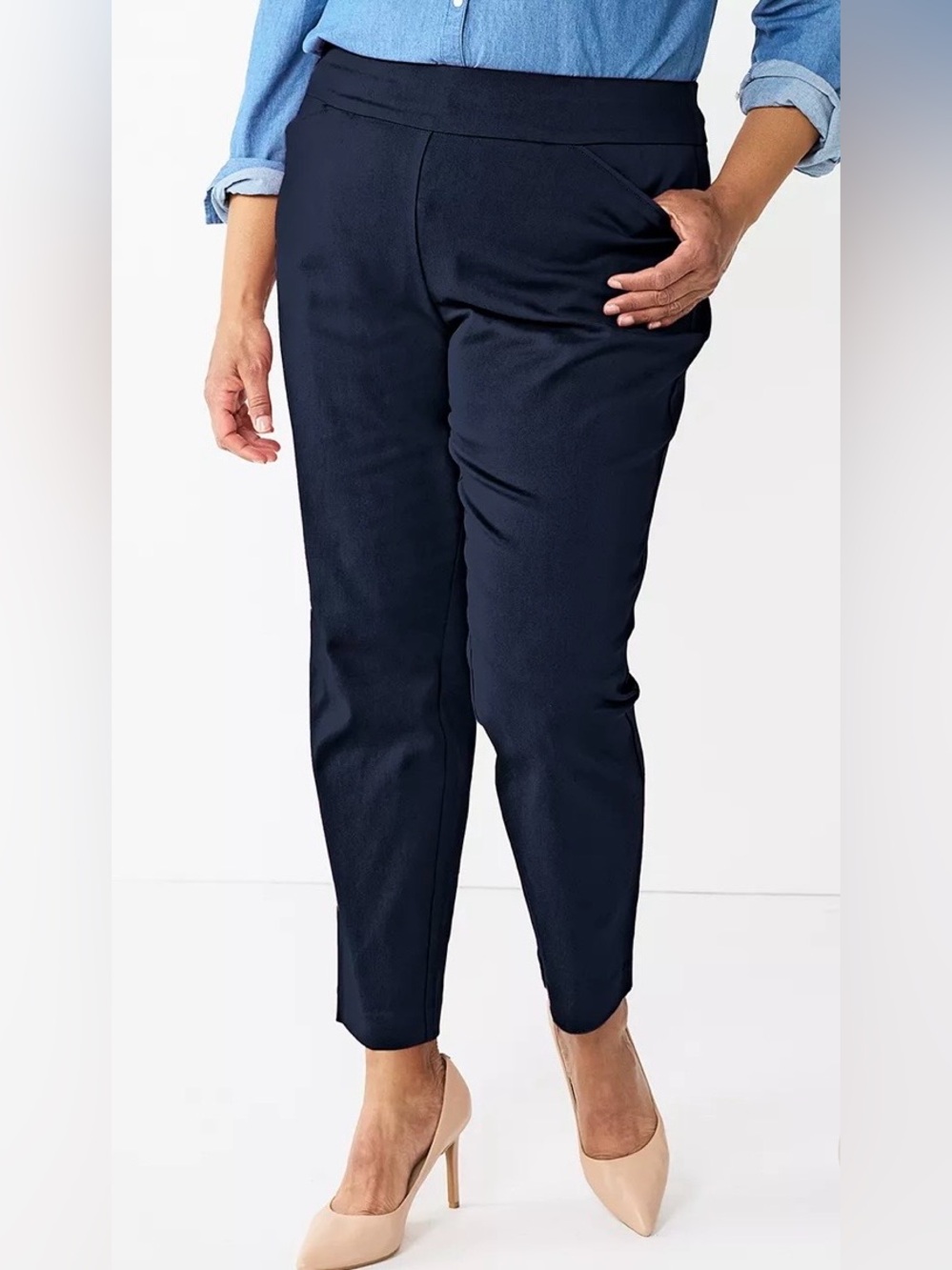croft & barrow Navy Pull On Ankle Pants